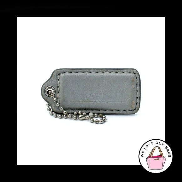 2.25" Medium COACH GRAY Leather Nickel Key Fob Bag Charm Keychain Hang Tag - Picture 1 of 1